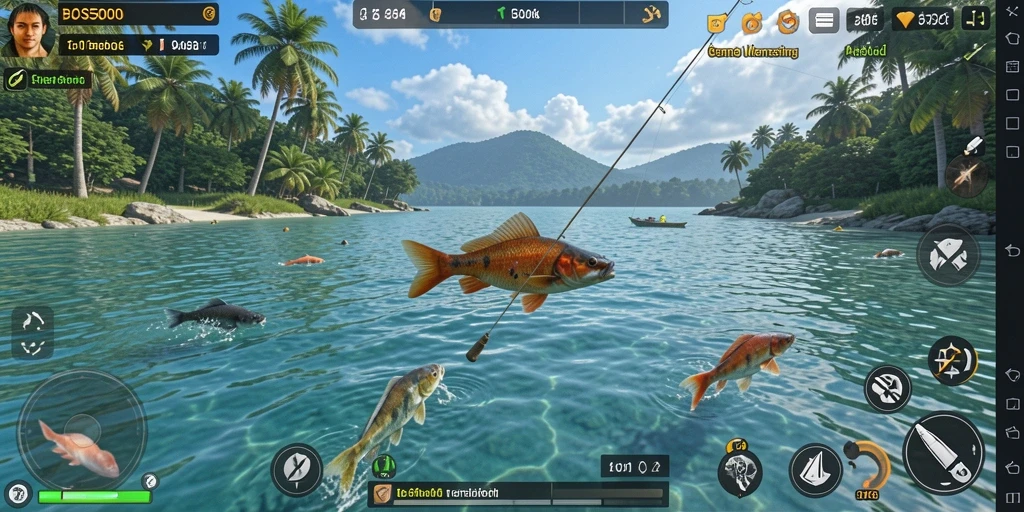 Tampilan gameplay BOS5000 yang penuh warna dan menarik.