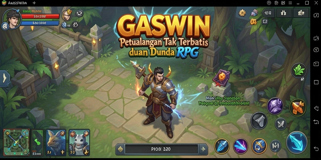 Tampilan gameplay GASWIN yang memukau di dunia RPG yang luas.